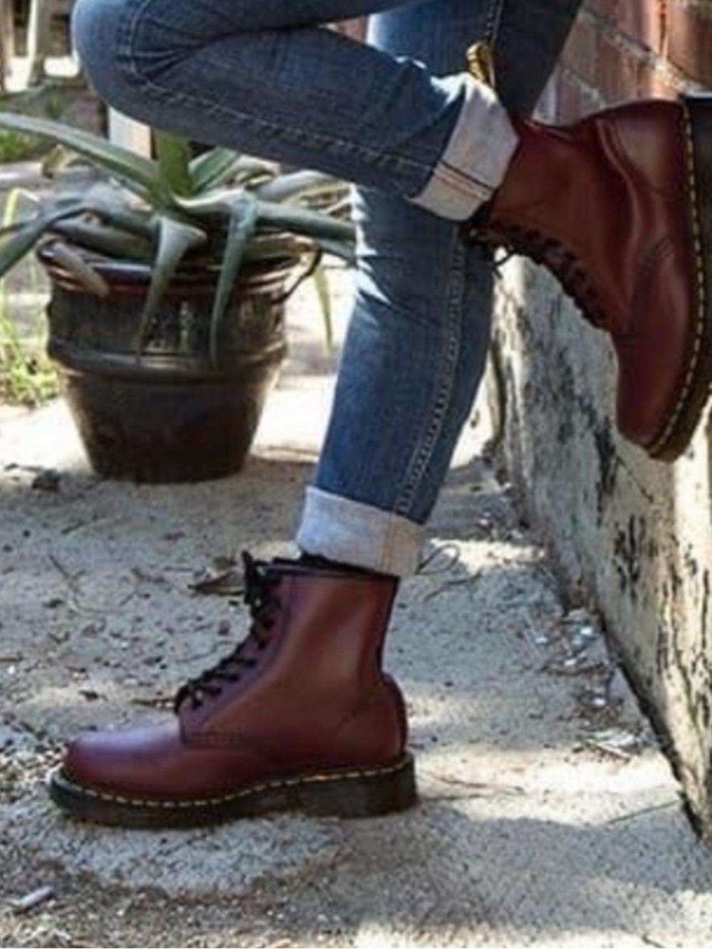 Vintage Dr Martens 1490 Made In England 10 Eye Boots Burgundy Grunge UK 9 US 10